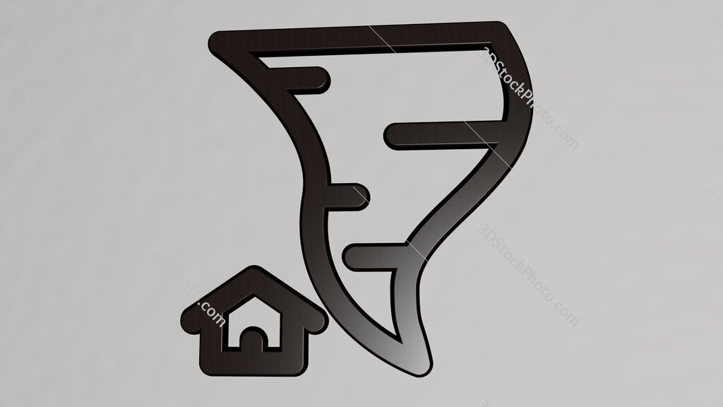 tornado 3D icon on the wall