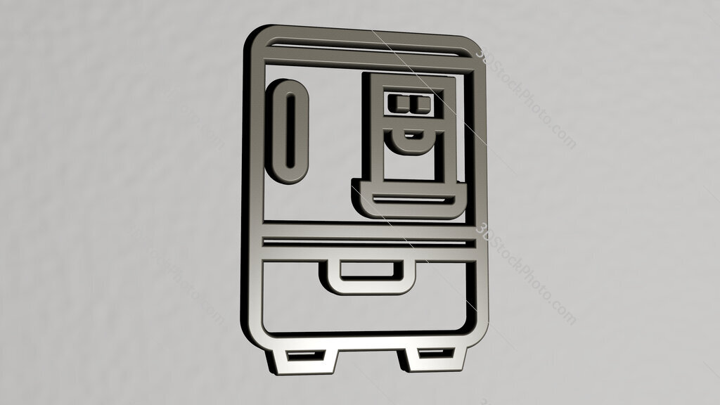 refrigerator 3D icon on the wall