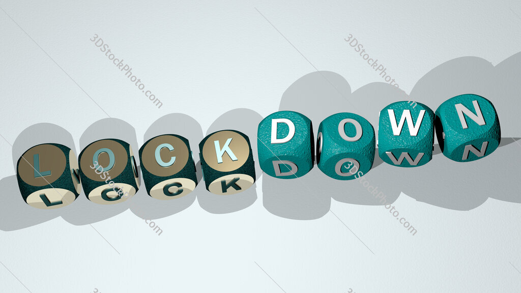 Lockdown text by dancing dice letters