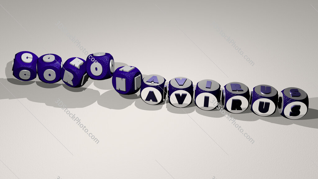 Coronavirus text by dancing dice letters