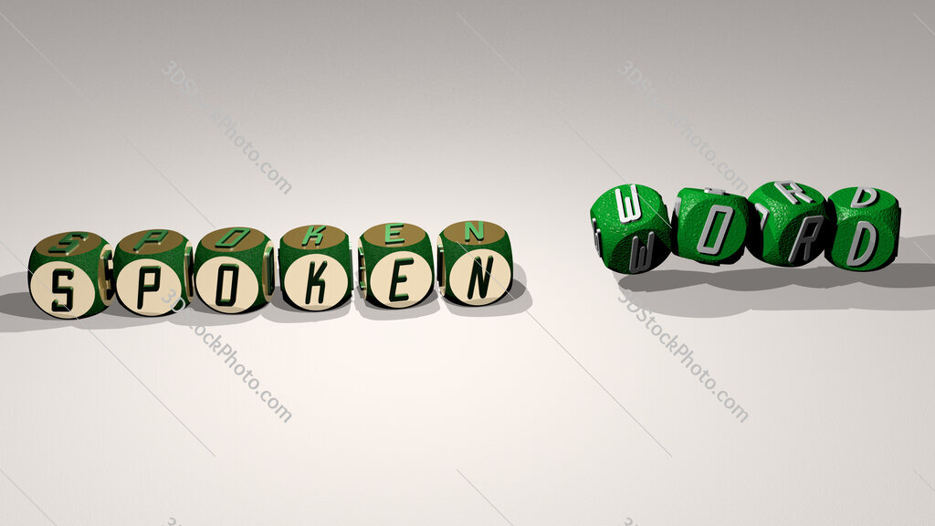 Spoken word text by dancing dice letters