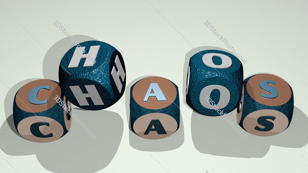 Chaos text by dancing dice letters