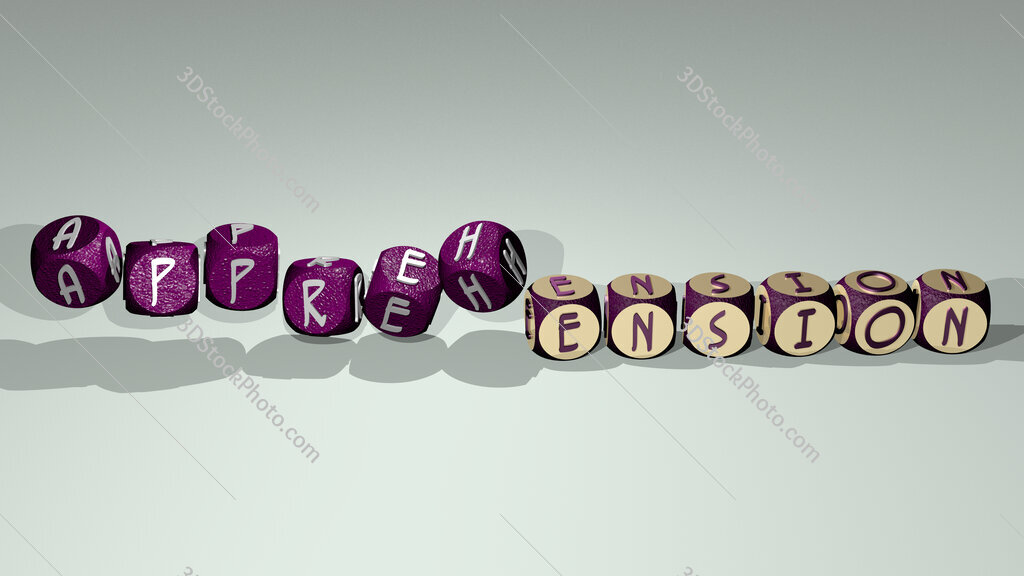 Apprehension text by dancing dice letters