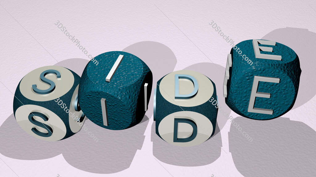 side text by dancing dice letters