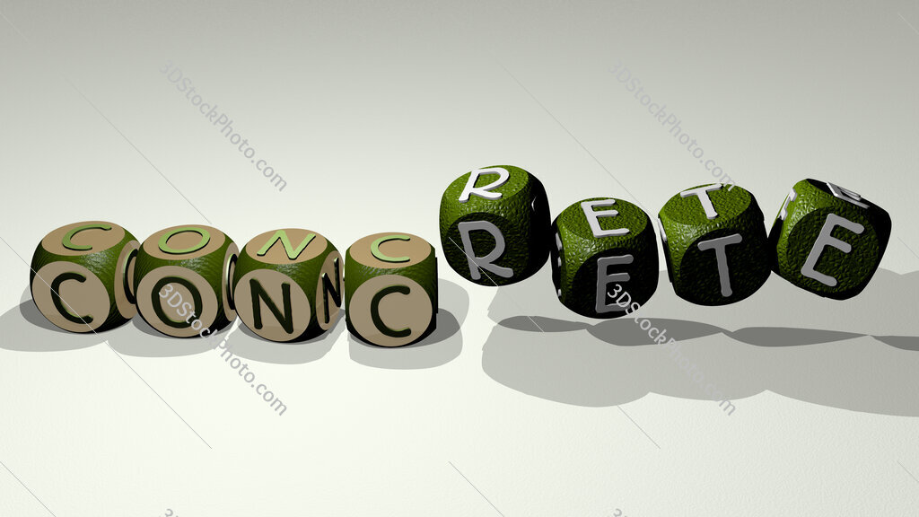 concrete text by dancing dice letters