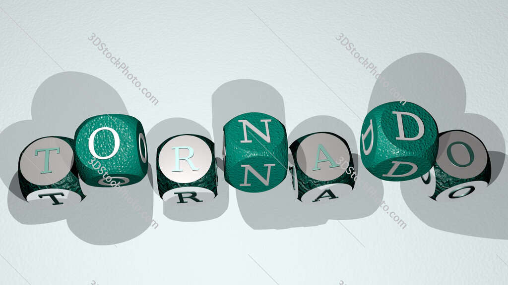 tornado text by dancing dice letters