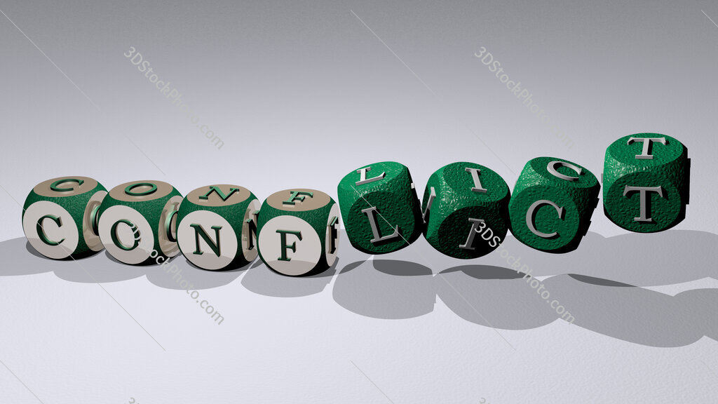 conflict text by dancing dice letters
