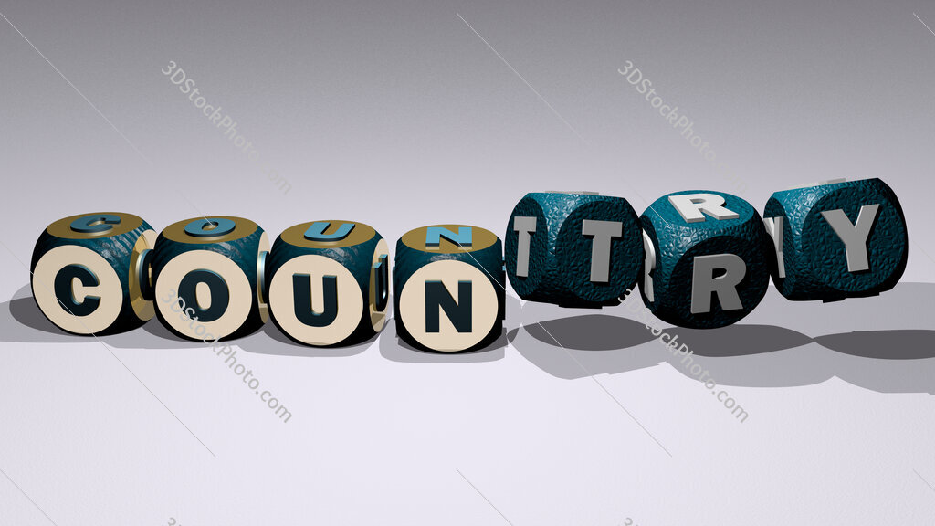country text by dancing dice letters