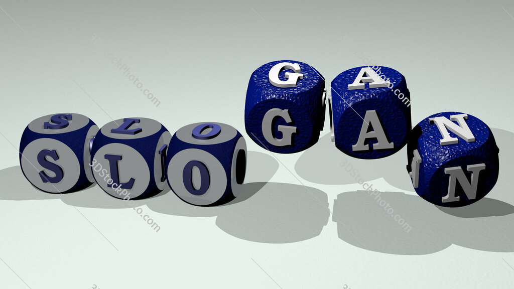 slogan text by dancing dice letters
