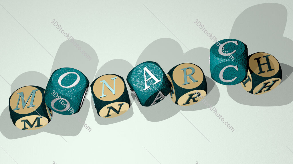 monarch text by dancing dice letters