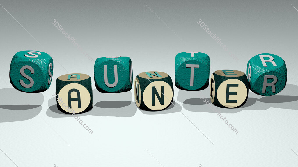 saunter text by dancing dice letters