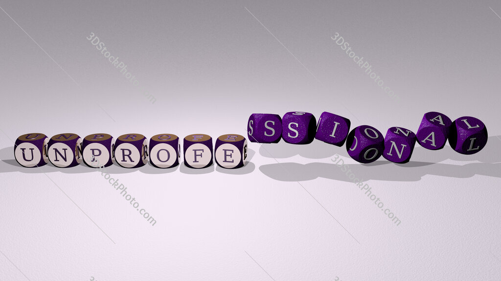 unprofessional text by dancing dice letters