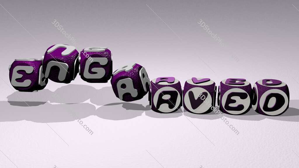 engraved text by dancing dice letters