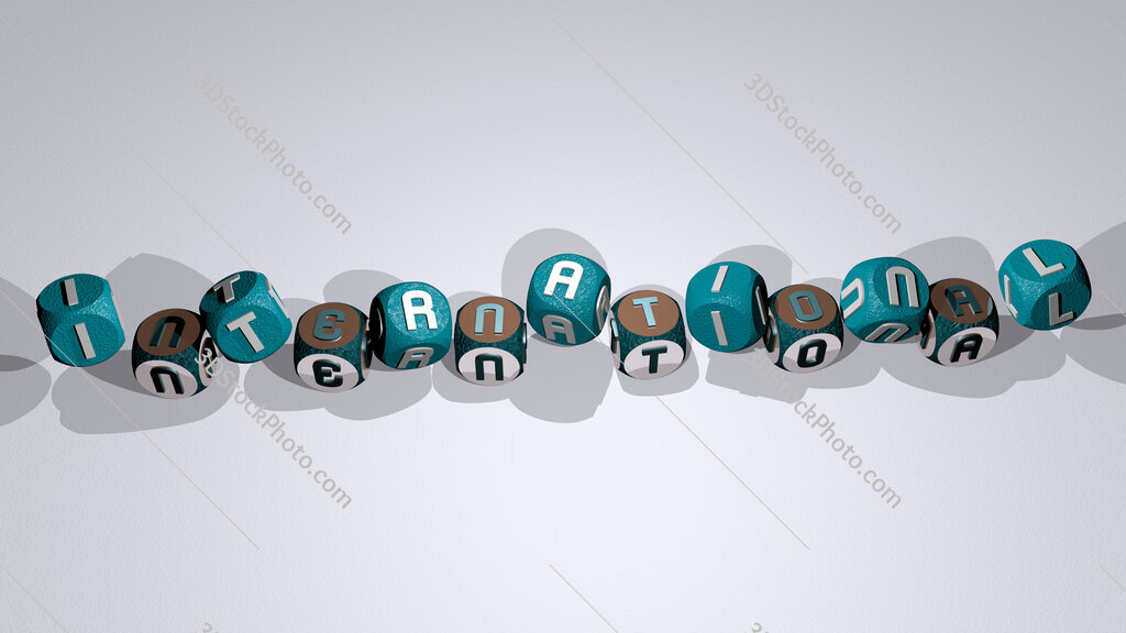 international text by dancing dice letters