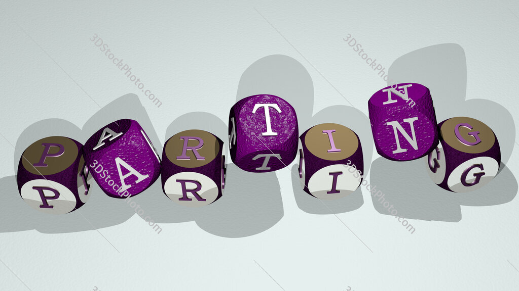 parting text by dancing dice letters