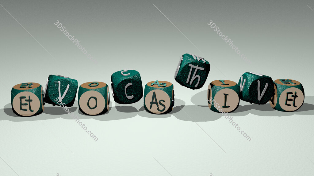 evocative text by dancing dice letters