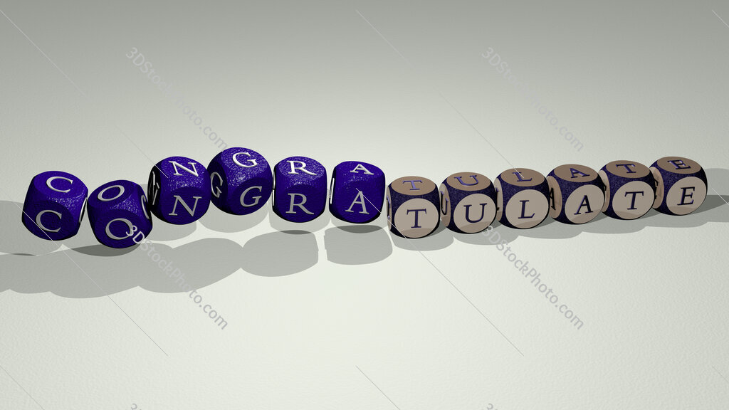 congratulate text by dancing dice letters