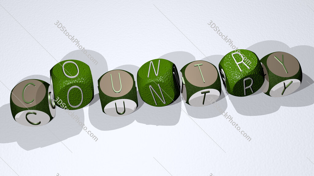 country text by dancing dice letters