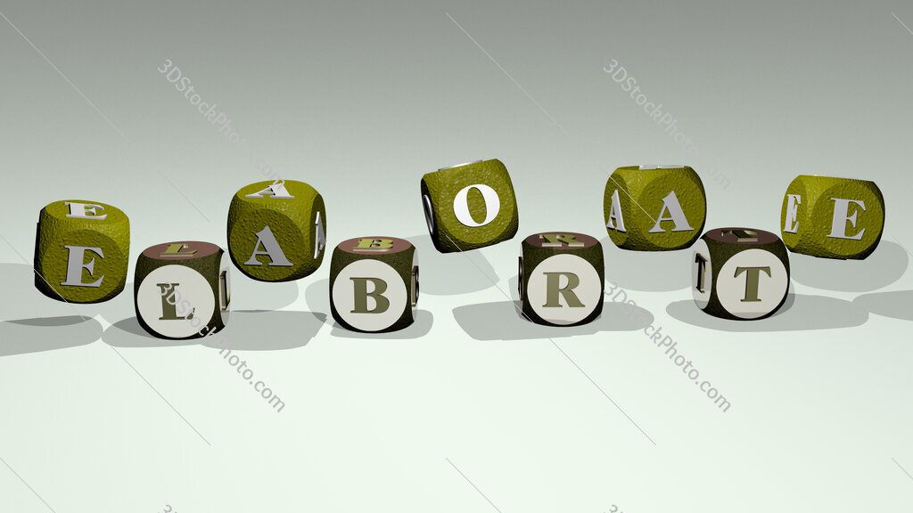 elaborate text by dancing dice letters