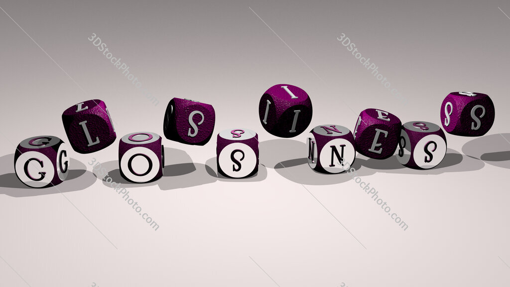 glossiness text by dancing dice letters
