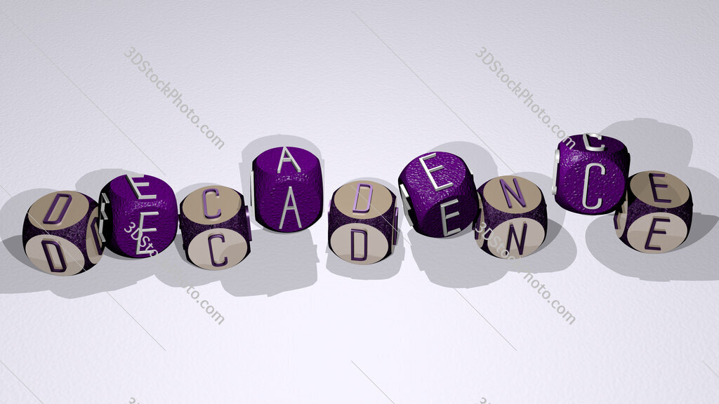 decadence text by dancing dice letters