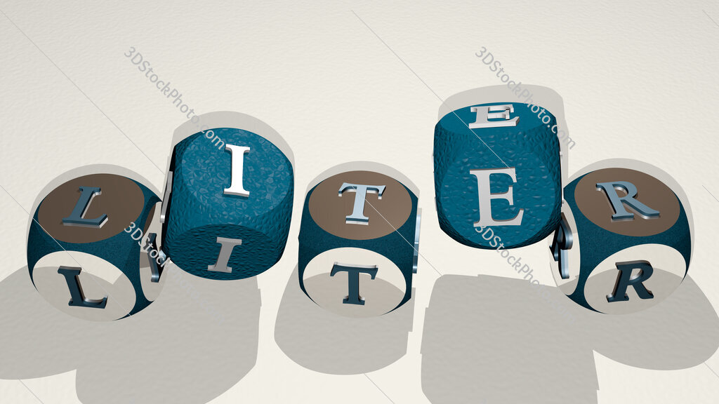 liter text by dancing dice letters