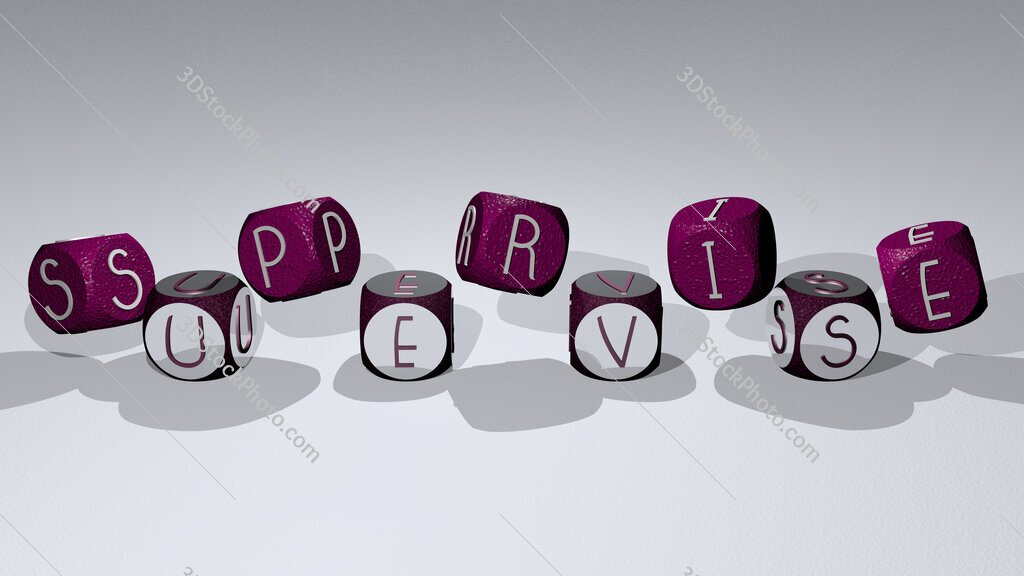 supervise text by dancing dice letters