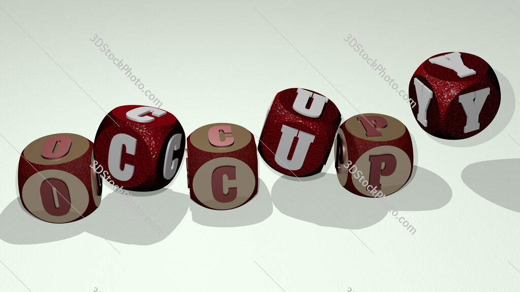 occupy text by dancing dice letters