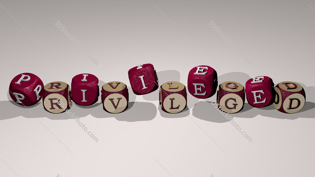 privileged text by dancing dice letters