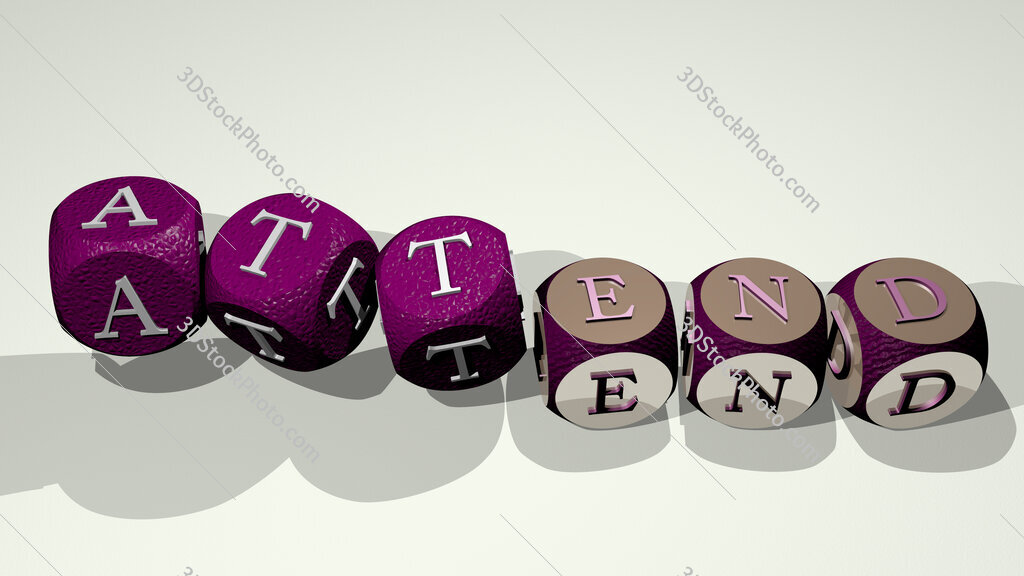 attend text by dancing dice letters