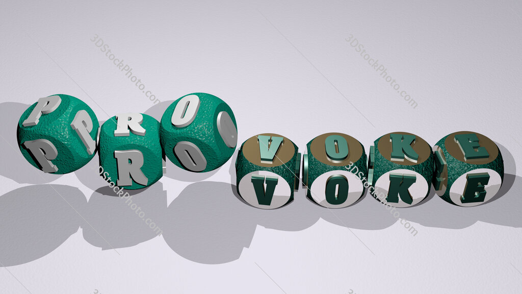 provoke text by dancing dice letters
