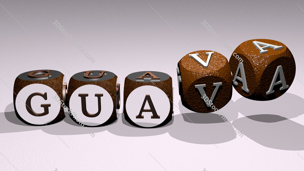 guava text by dancing dice letters