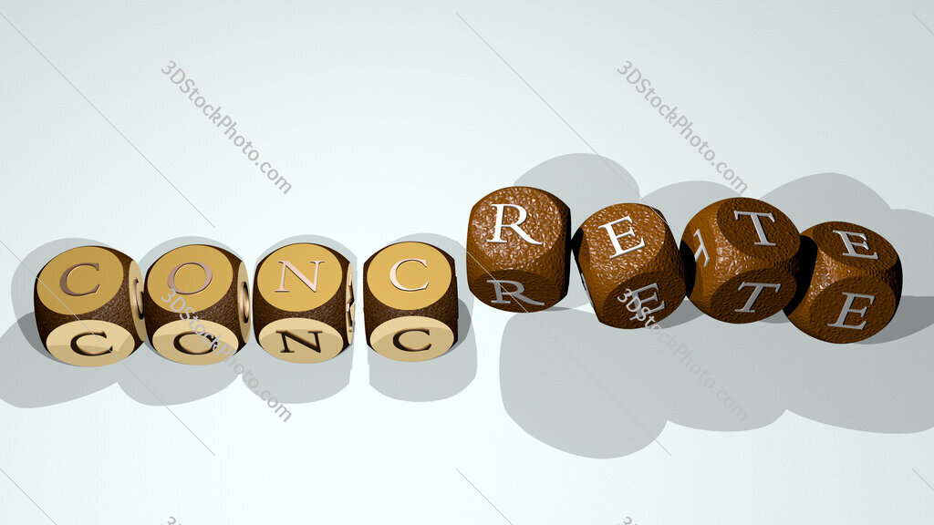 concrete text by dancing dice letters