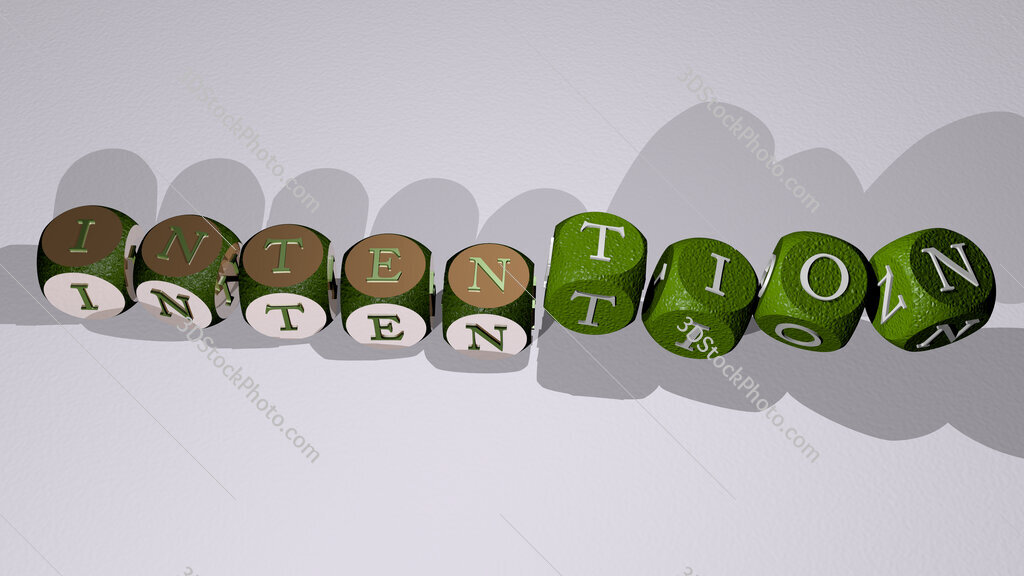 intention text by dancing dice letters