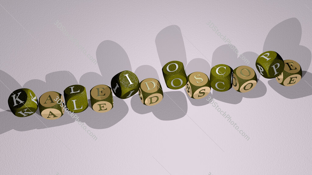 kaleidoscope text by dancing dice letters