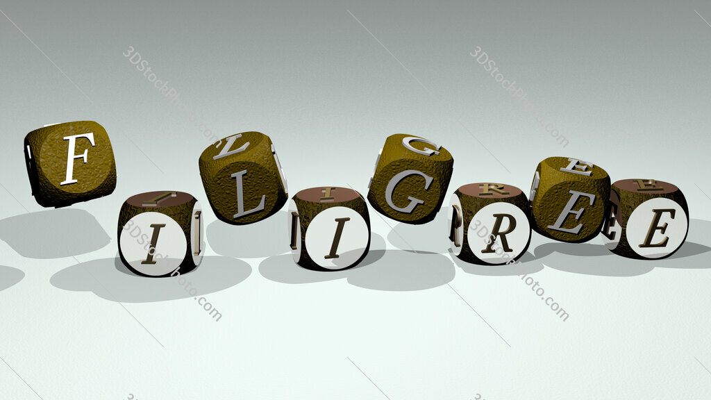 filigree text by dancing dice letters