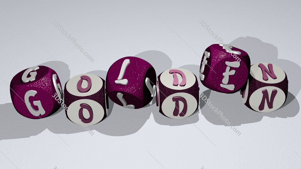 golden text by dancing dice letters