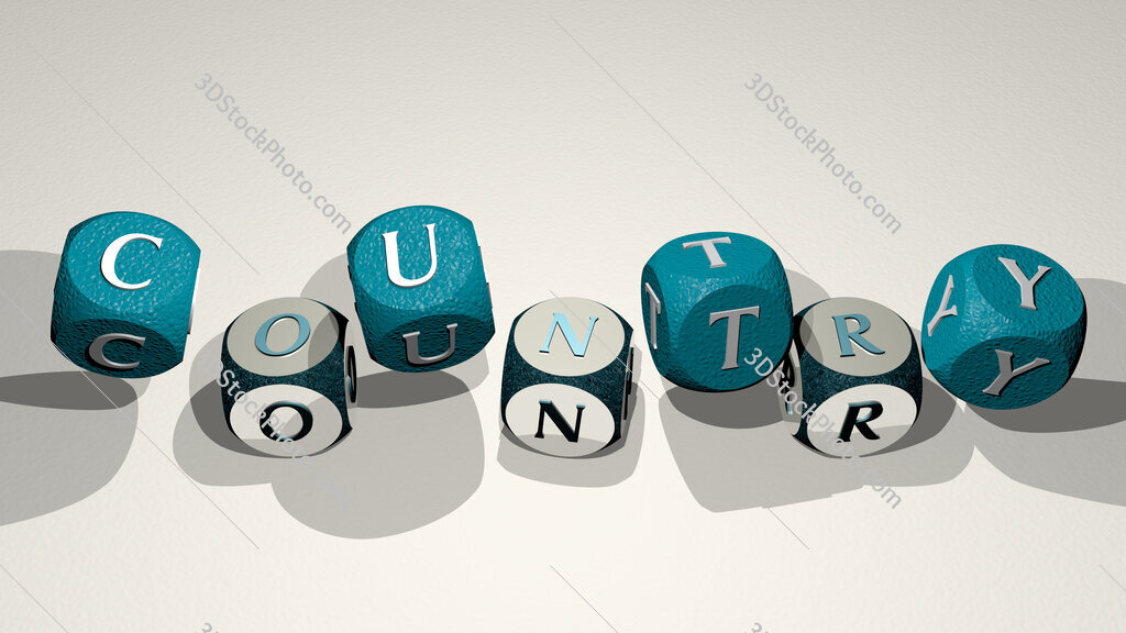 country text by dancing dice letters