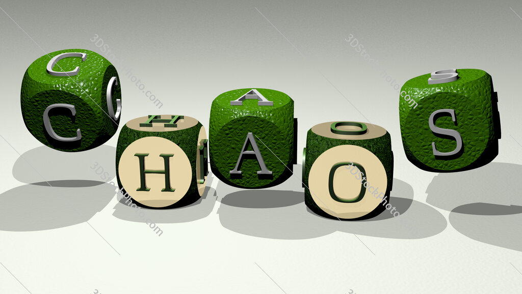 chaos text by dancing dice letters