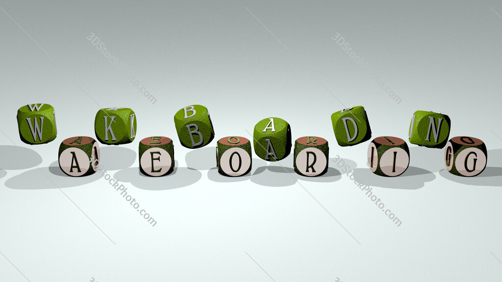 wakeboarding text by dancing dice letters