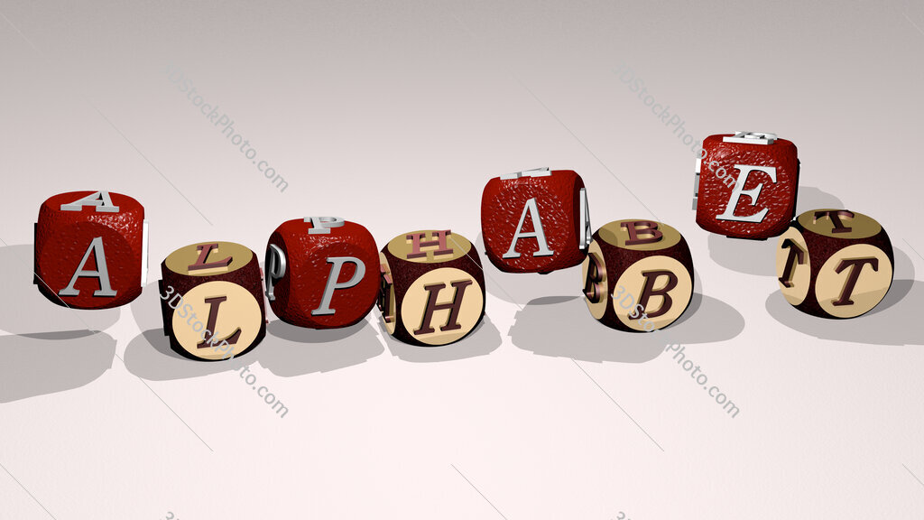 alphabet text by dancing dice letters