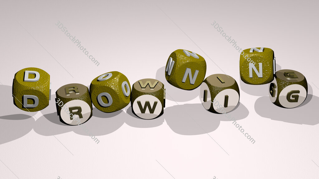 drowning text by dancing dice letters