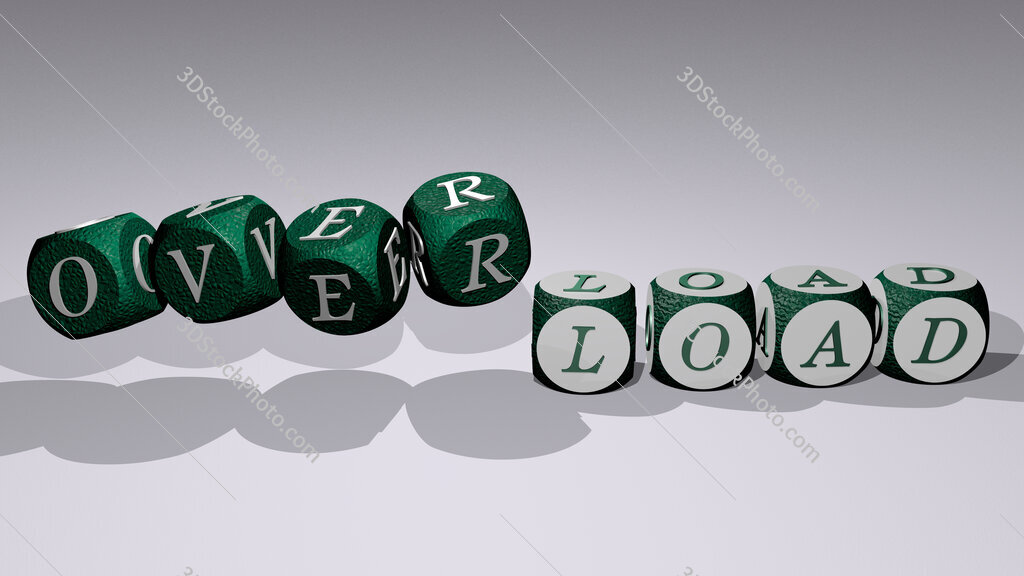 overload text by dancing dice letters