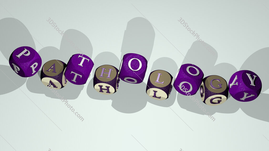 pathology text by dancing dice letters