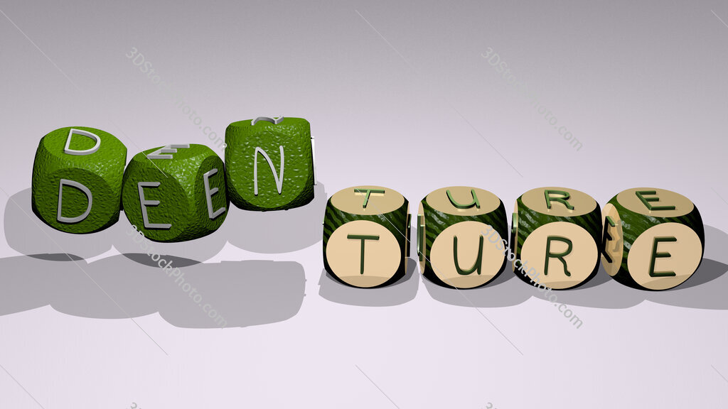 denture text by dancing dice letters