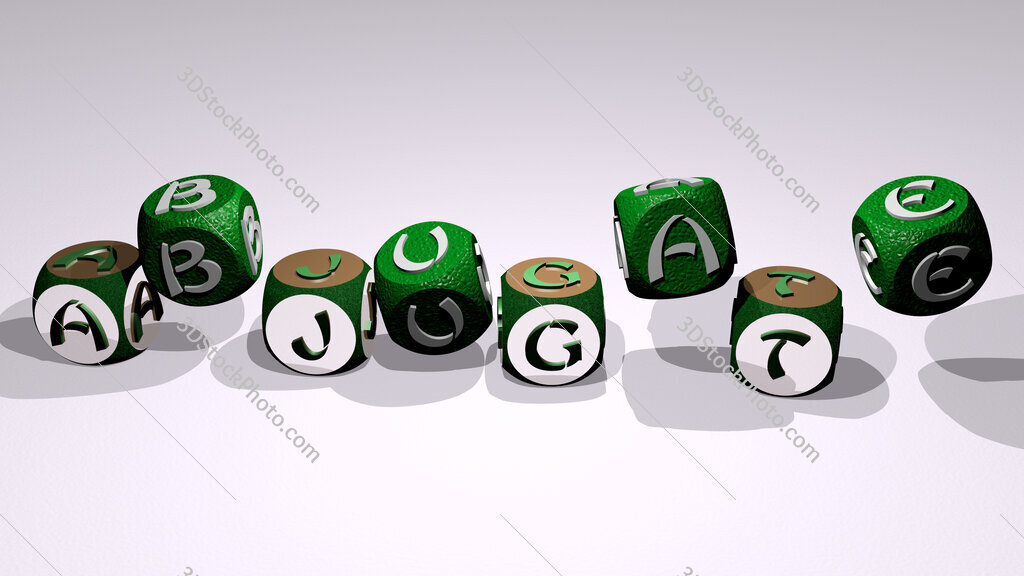 abjugate text by dancing dice letters