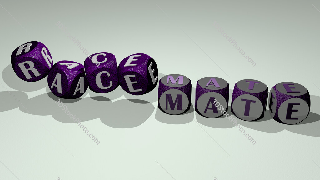 racemate text by dancing dice letters