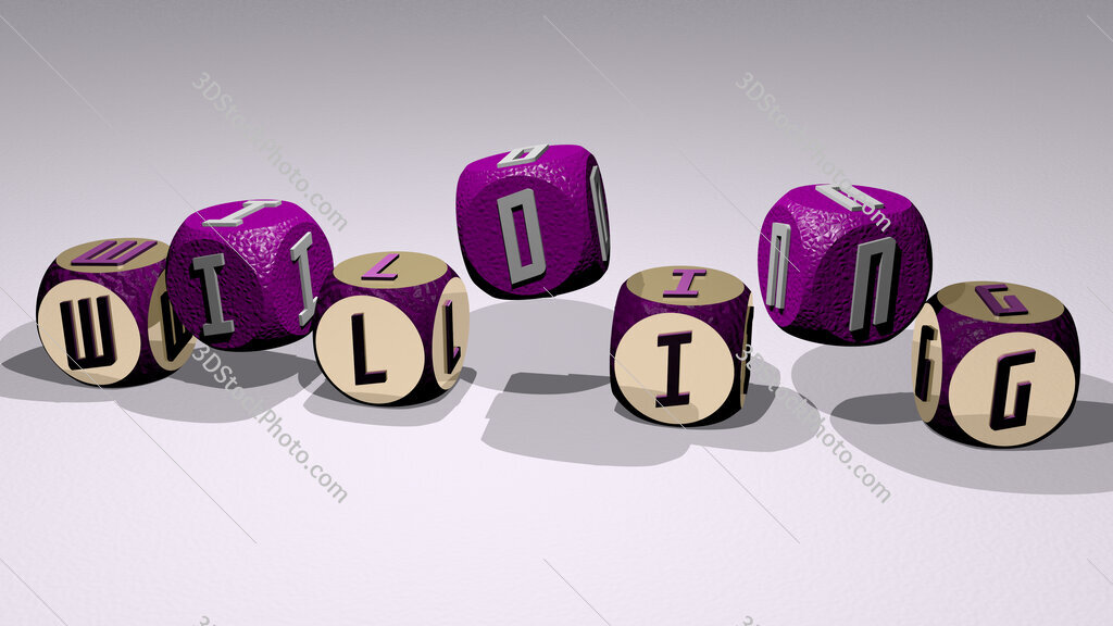 wilding text by dancing dice letters