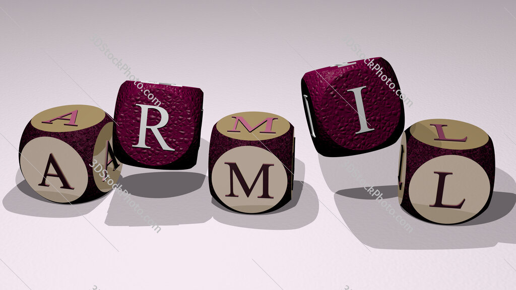armil text by dancing dice letters