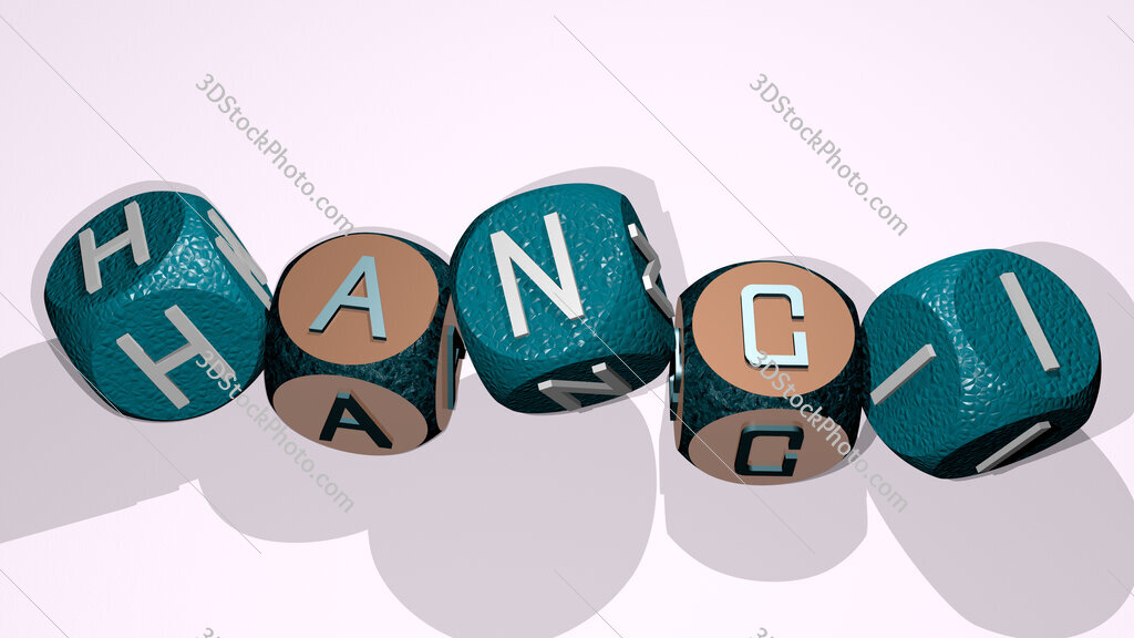 hangi text by dancing dice letters
